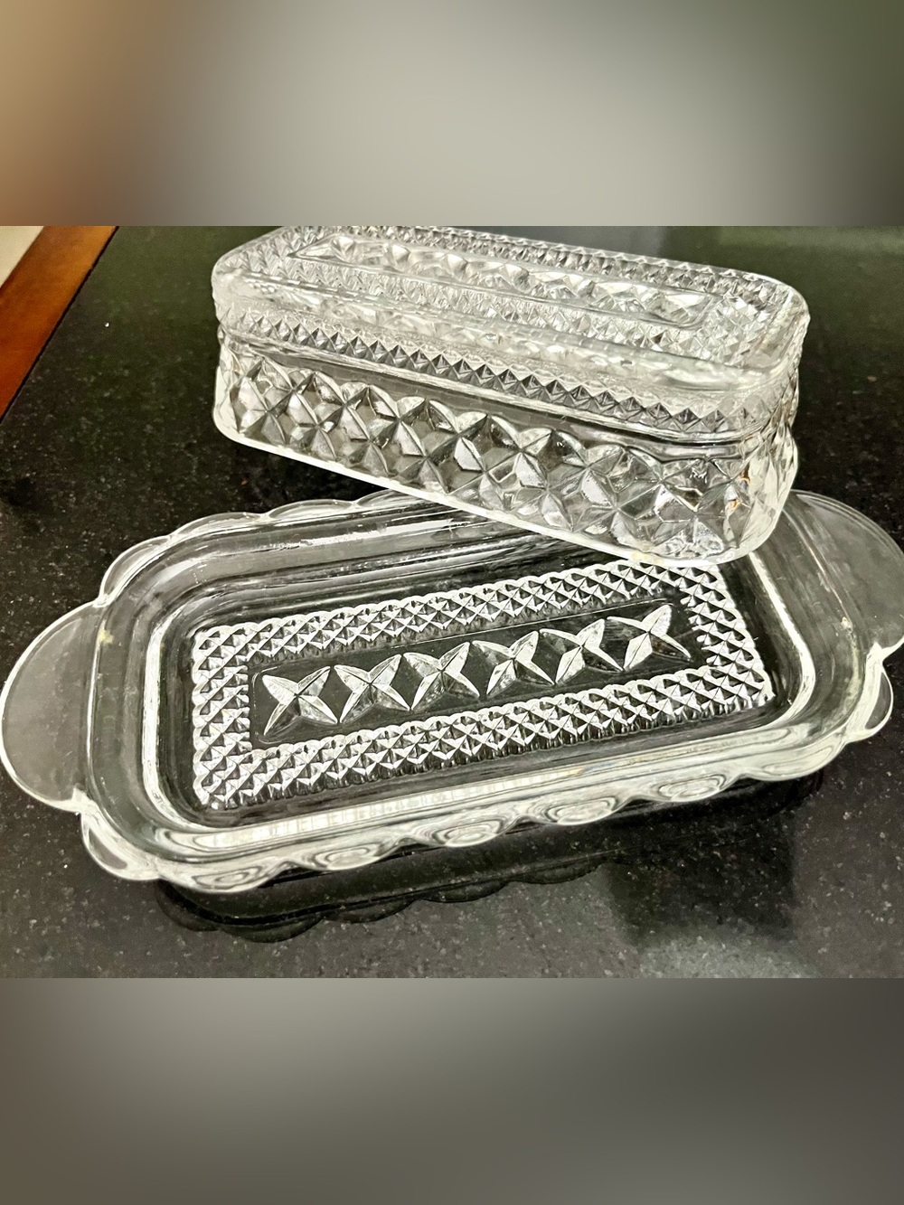 Anchor Hocking Wexford Pattern Clear Glass Butter Dish